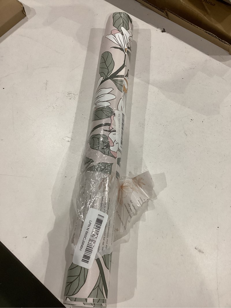Condition photo showing Good Condition for peel and stick contact paper daisy floral wallpaper - blush pink green removable wall mural, self-adhesive peel-and-stick decor for bedroom accent wall, waterproof vinyl wallpaper roll,17.3"x 197" 17.3" x 197" pink&green