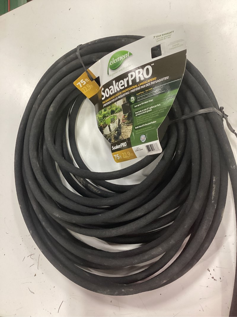 Condition photo showing Good Condition for swan products, black element eslp38075 soakerpro landscaping soaker hose 75 ft, 3/8 diamete, 75'