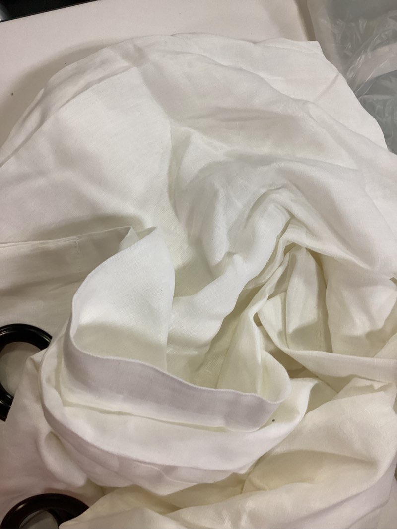 Condition photo showing Good Condition for european linen grommet curtain, 48x96, white (1) panel