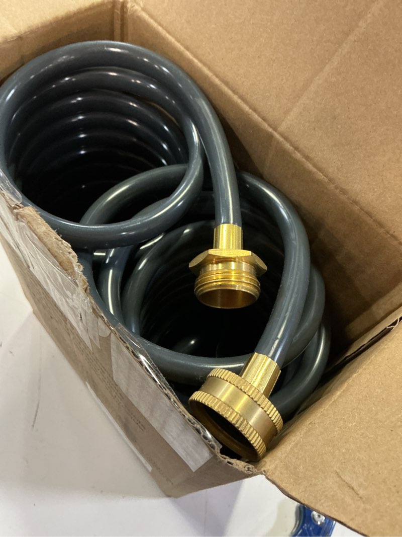 Condition photo showing Good Condition for coil hose 25ft eva coil garden hose with 3/4'' brass connector coiled water hose lightweight and no kink includes 7 patterns spray nozzle for outdoors lawn watering car washing gray 25ft