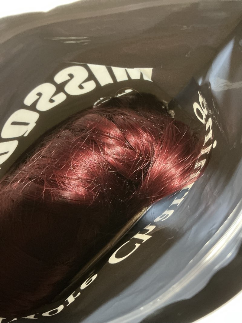 Condition photo showing Good Condition for missqueen burgundy red short wavy wig 18 inch women's middle parted curly hair synthetic heat-resistant natural realistic dark red wigs for everyday hairstyle cosplay party use