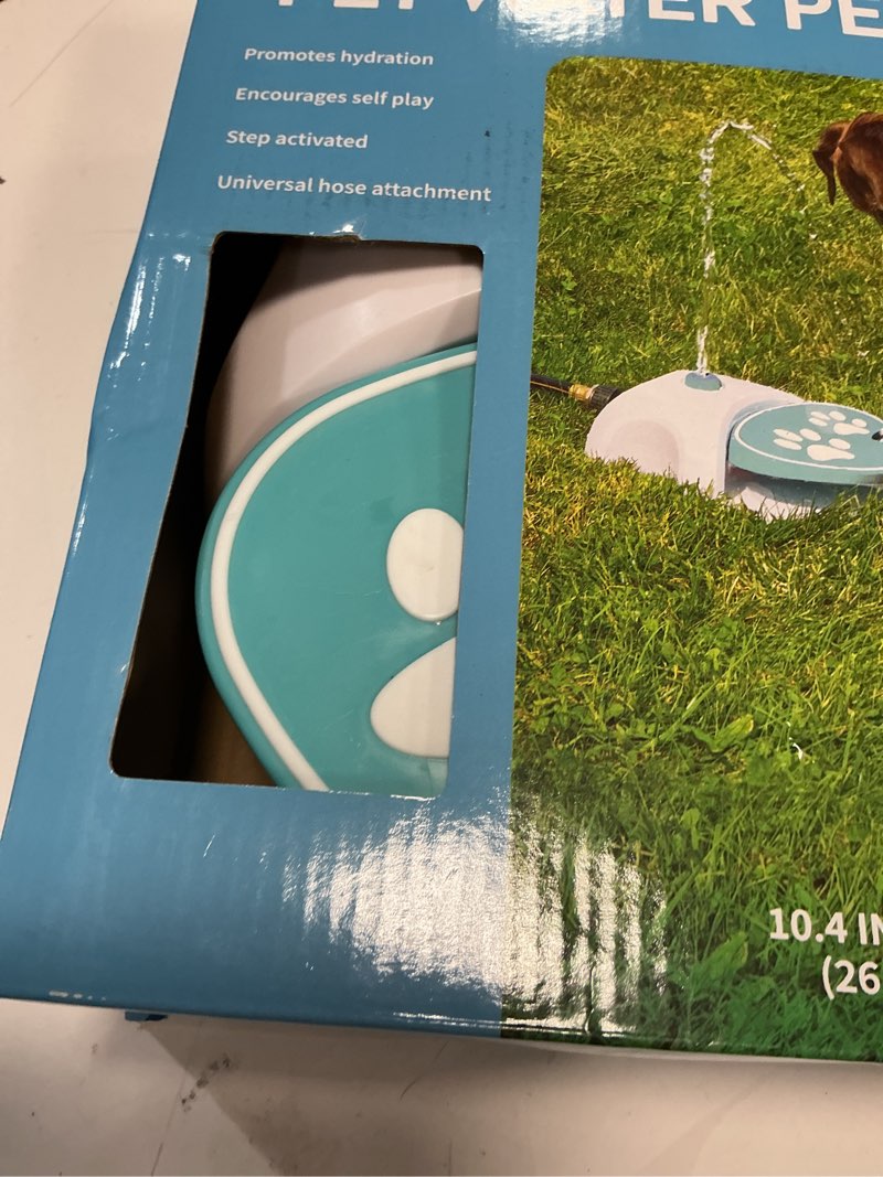 Condition photo showing As Is for pet supplies interactive outdoor dog water sprinkler step on activated drinking toys for dogs activated water toy