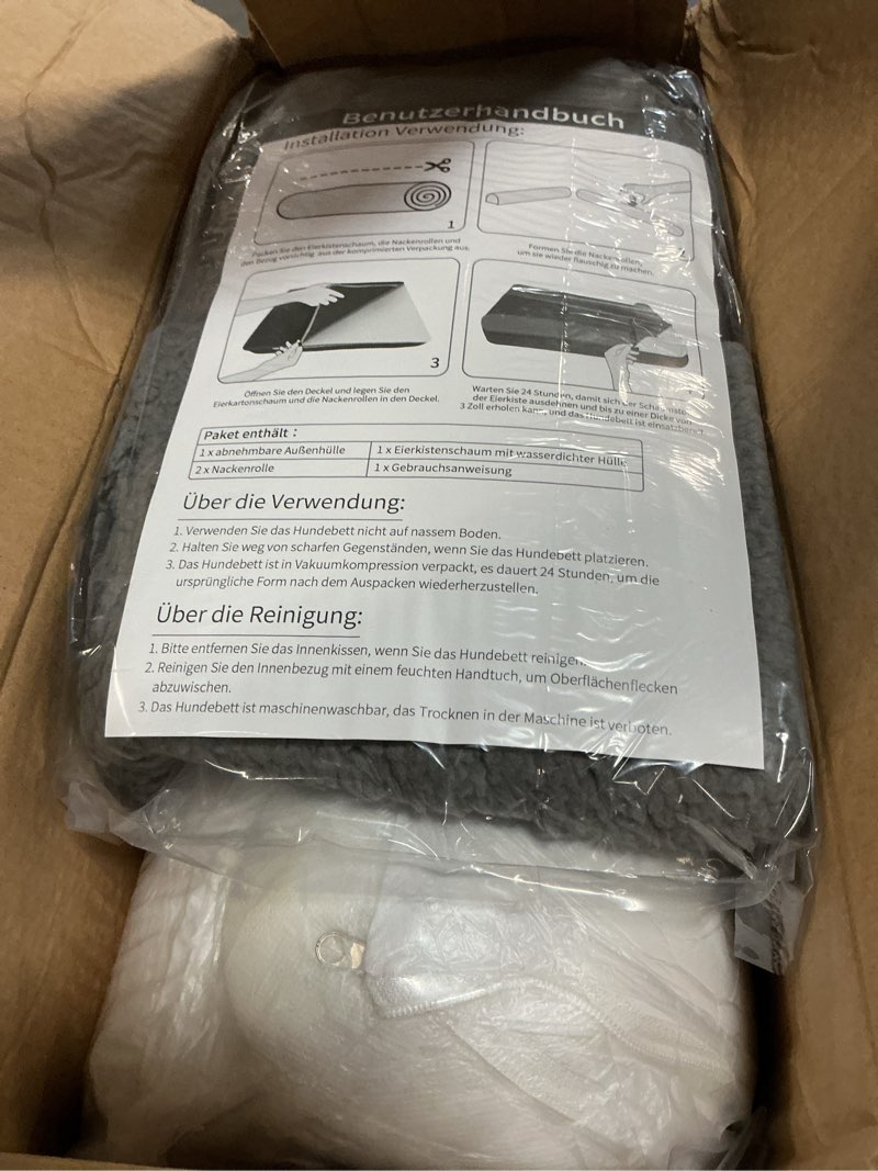 Condition photo showing New/Like New for small orthopedic dog bed couch with waterproof and removable cover, fluffy for crate sofa with nonskid bottom, pet bed for dogs up to 35lbs, 30" l x 20" w x 7" th