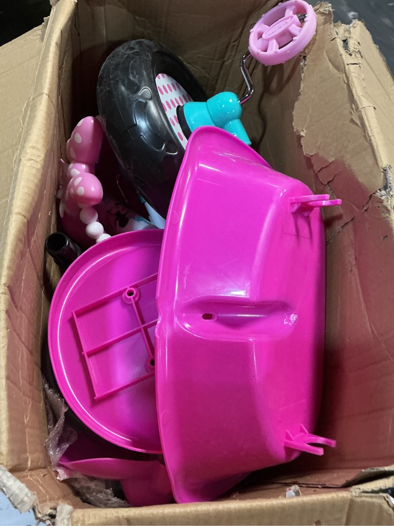 Condition photo showing Good Condition for Huffy Disney Minnie Mouse Girl's Trike, Ideal for Ages 3+, Minnie Mouse Graphics, Pink Handlebar Bow Basket, Storage Bins for Snacks or Toys, Sturdy and Durable, Safe for Toddlers