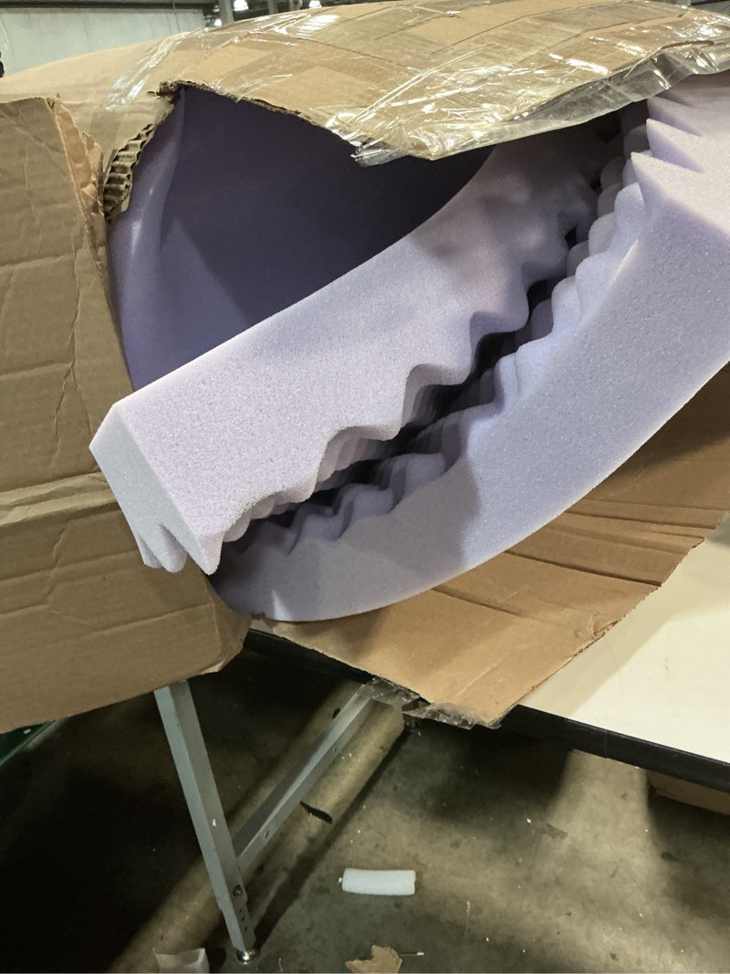 Condition photo showing As Is for LUCID Lavender Infused 2 Inch Memory Foam Mattress Topper with 5 Zones – Queen Size – Plush Feel – CertiPUR Certified – Dorm Room Essentials 2 Inch Queen Lavender