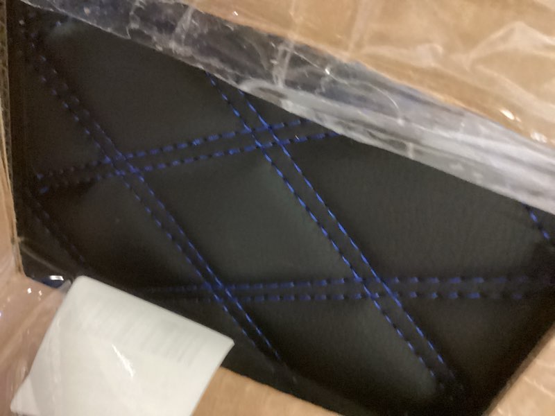 Condition photo showing As Is for LUCKYMAN CLUB F150 Faux Leather Seat Covers Fit for 2015-2024 2025 F150 SuperCrew and 2017-2024 2025 F250 F350 F450 Super Duty Crew Cab Pickup Trucks(Full Set, Black&Blue) (2015-2026) Full Set Black&Blue