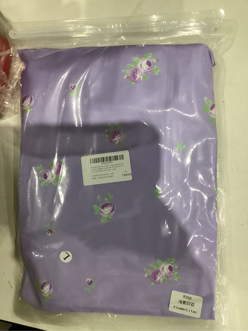 Condition photo showing New/Like New for Women's Satin Maxi Skirt High Waisted Floral Printed A Line Long Skirts for Women