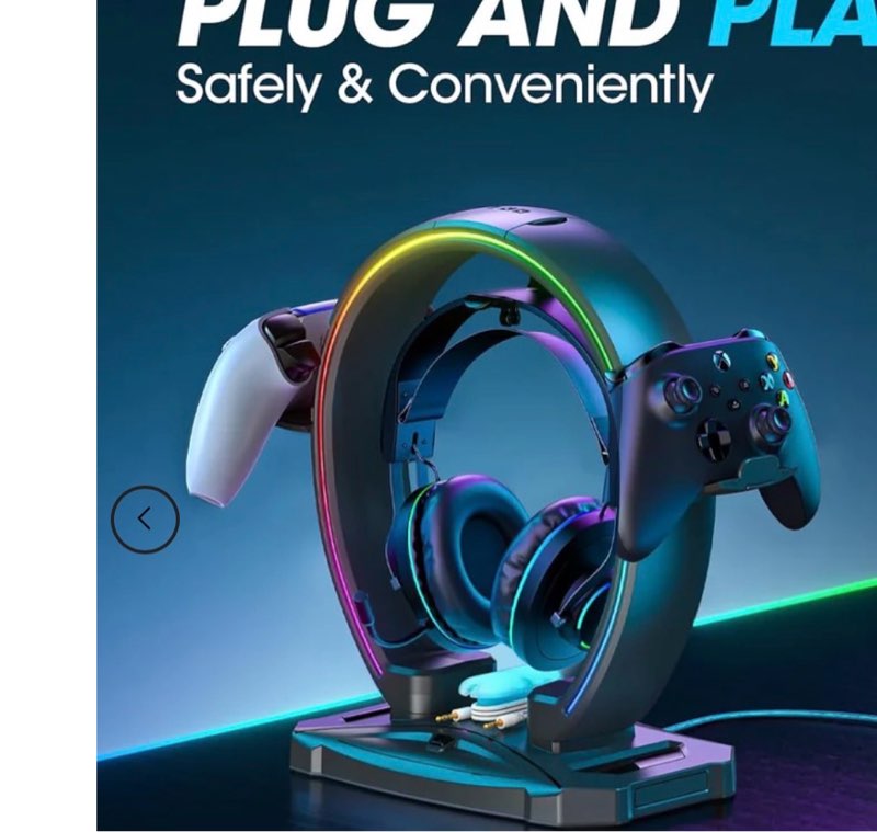 KDD RGB Headphone & Controller Stand with 9 Light Modes - Foldable Controller Hanger for Desk - Earp