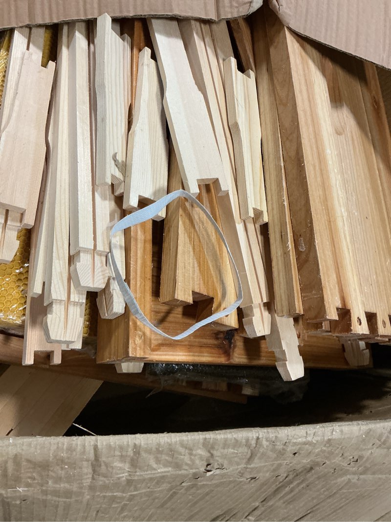 Condition photo showing As Is for beehive 8 frame bee hives and supplies starter kit, bee hive for beginner, honey bee hives includes 1 deep bee boxes, 1 bee hive super with beehive frames and foundation