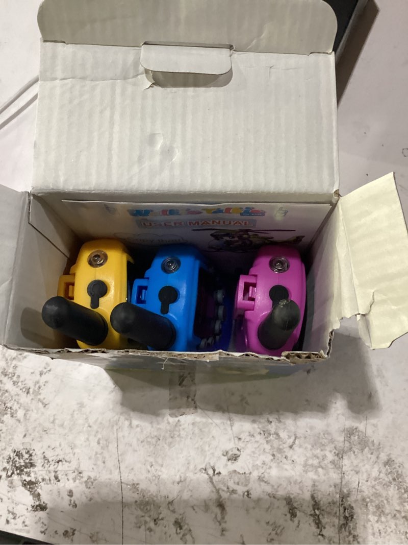 Condition photo showing New/Like New for walkie talkies for kids games outdoor toys for 3-12 year old boys girls, 3 miles long range walkie talkie to camping hiking, 4 year old girl birthday gifts for 3 4 5 6 7 8 9 year old boy girl gift blue&pink&yellow