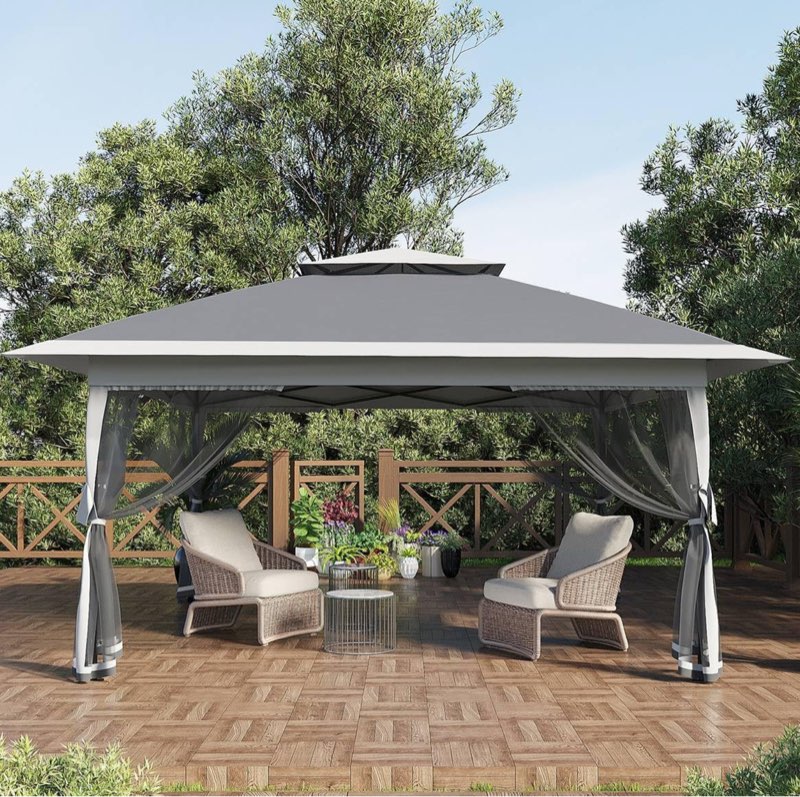 garveelife canopy tent 13x13, pop up gazebo tent easy setup with 4 sand bags for backyard garden pat