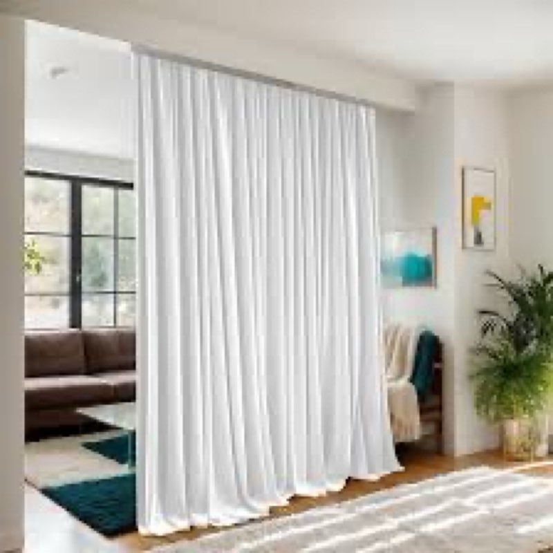 Floor to Ceiling Curtain for Wall Ceiling Mount Track - Extra Wide blackout Curtains Soundproof Room 1 panel 