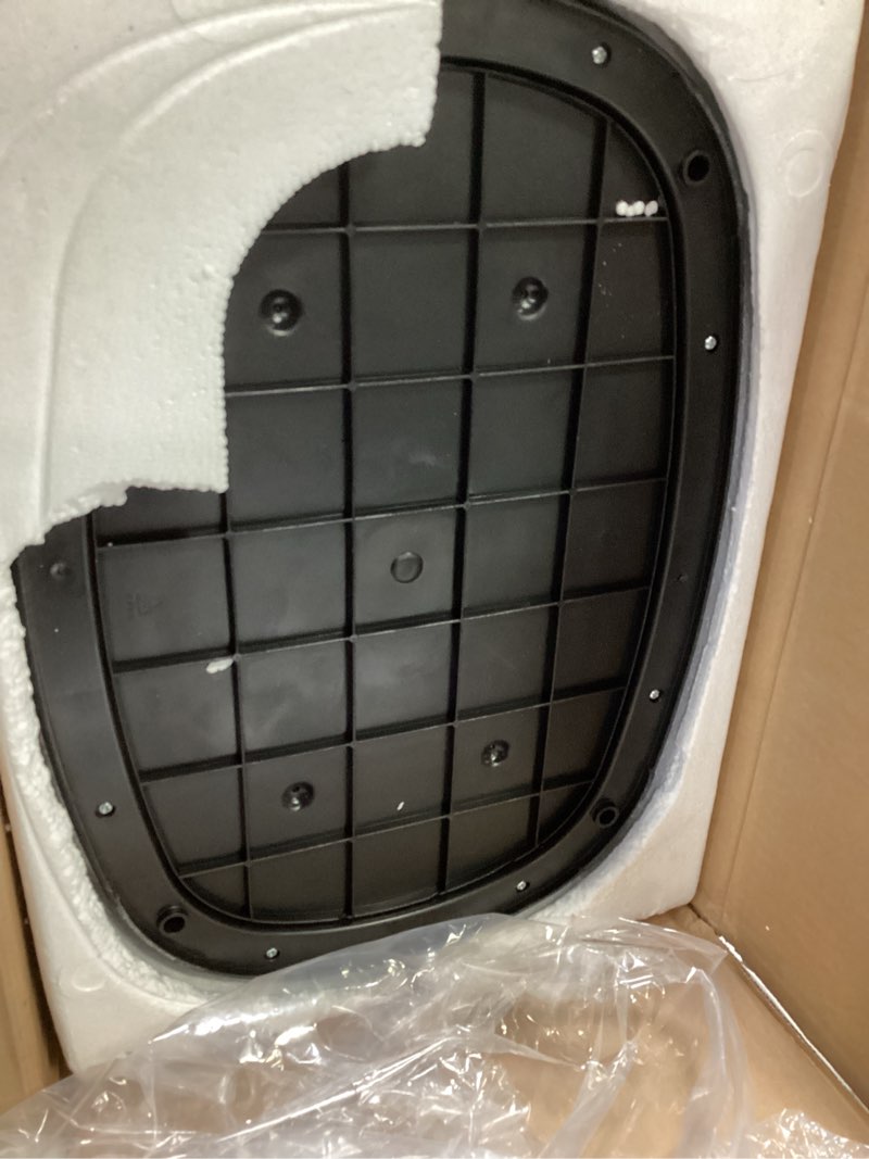 Condition photo showing As Is for iTouchless 13 Gallon Oval Sensor Trash Can with Odor Filter, Automatic Motion Sensor Kitchen Bin, Soft-Close Stainless Steel, Slim Curved Wastebasket for Narrow Walkways & Islands, Matte Silver Light Silver, Black