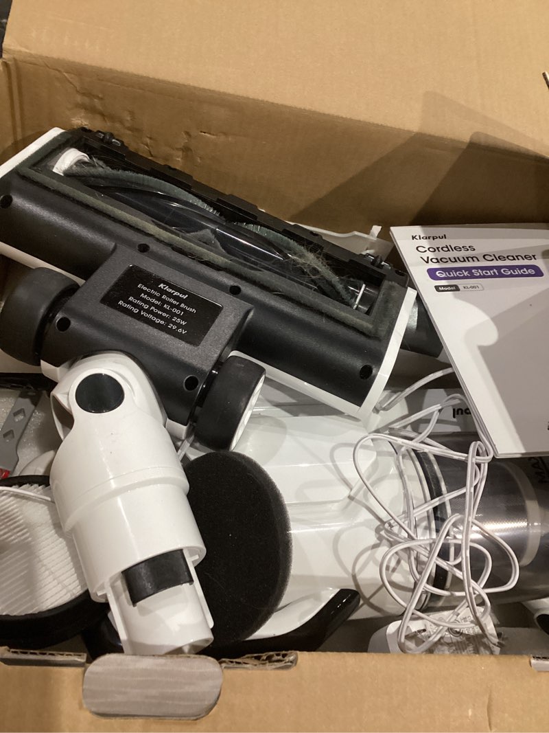 Condition photo showing As Is for Cordless Vacuum Cleaner, 600W 50KPA 70Mins Runtime Fast Charging Vacuum Cleaner, Self-Standing LED Light Touch Screen Stick Vacuum for Home Light Weight,for Pet Hair/Carpet/Floor, White