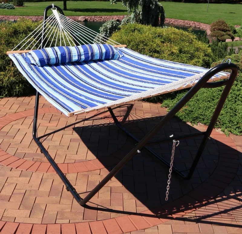 2-Person Quilted Polyester Spreader Bar Hammock - Catalina Beach