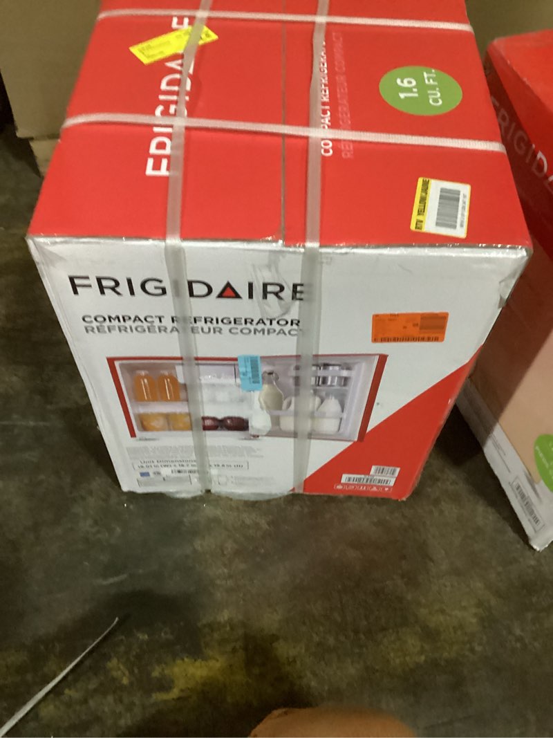 Condition photo showing Good Condition for Frigidaire EFR176-RED 1.6 cu. ft. Retro Bar Fridge with Side Bottle Opener, Red