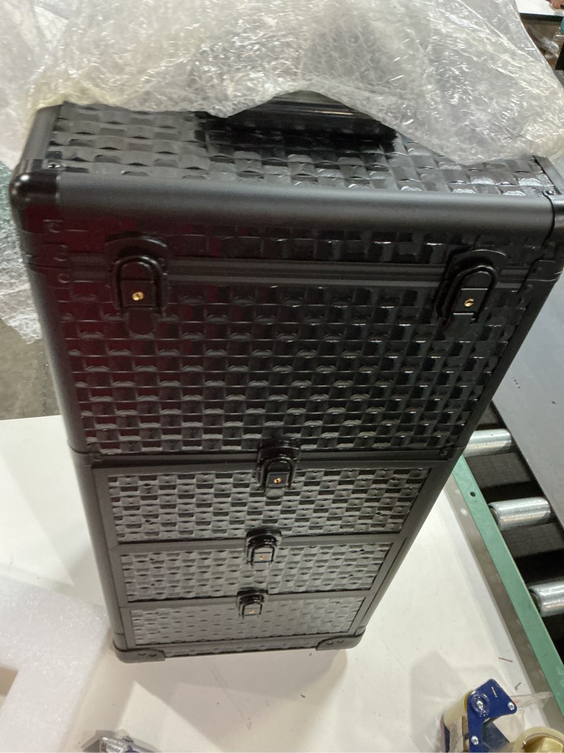 Condition photo showing New/Like New for yueieoun salon cart with 3 drawers, nail trolley cart with wheels salon station rolling makeup train case cosmetology case organizer cases for nail tech,spa,face painting,hairstylist,makeup artist black