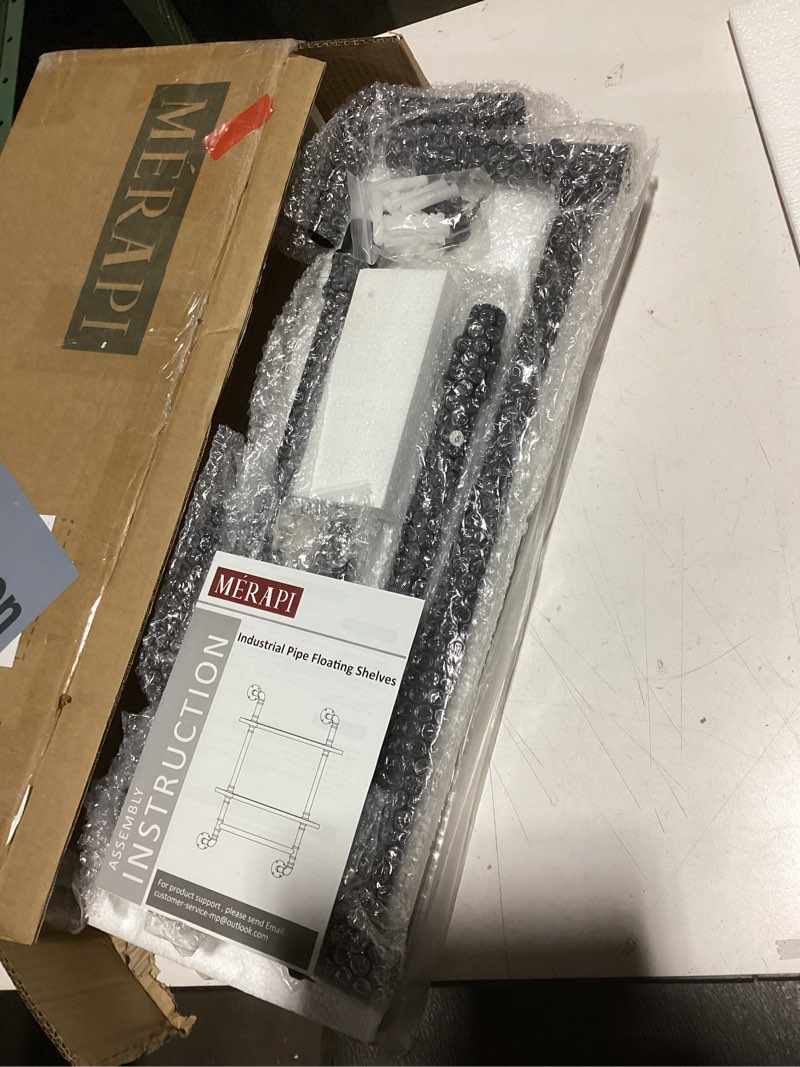 Condition photo showing Good Condition for Merapi 24" Industrial Floating Shelves with Tower Bar, Pipe Shelves for Wall, 2 Tier Rustic Wood Wall Shelves for Home Décor, Bedroom, Living Room, Bathroom… 2 Tier with Tower Bar