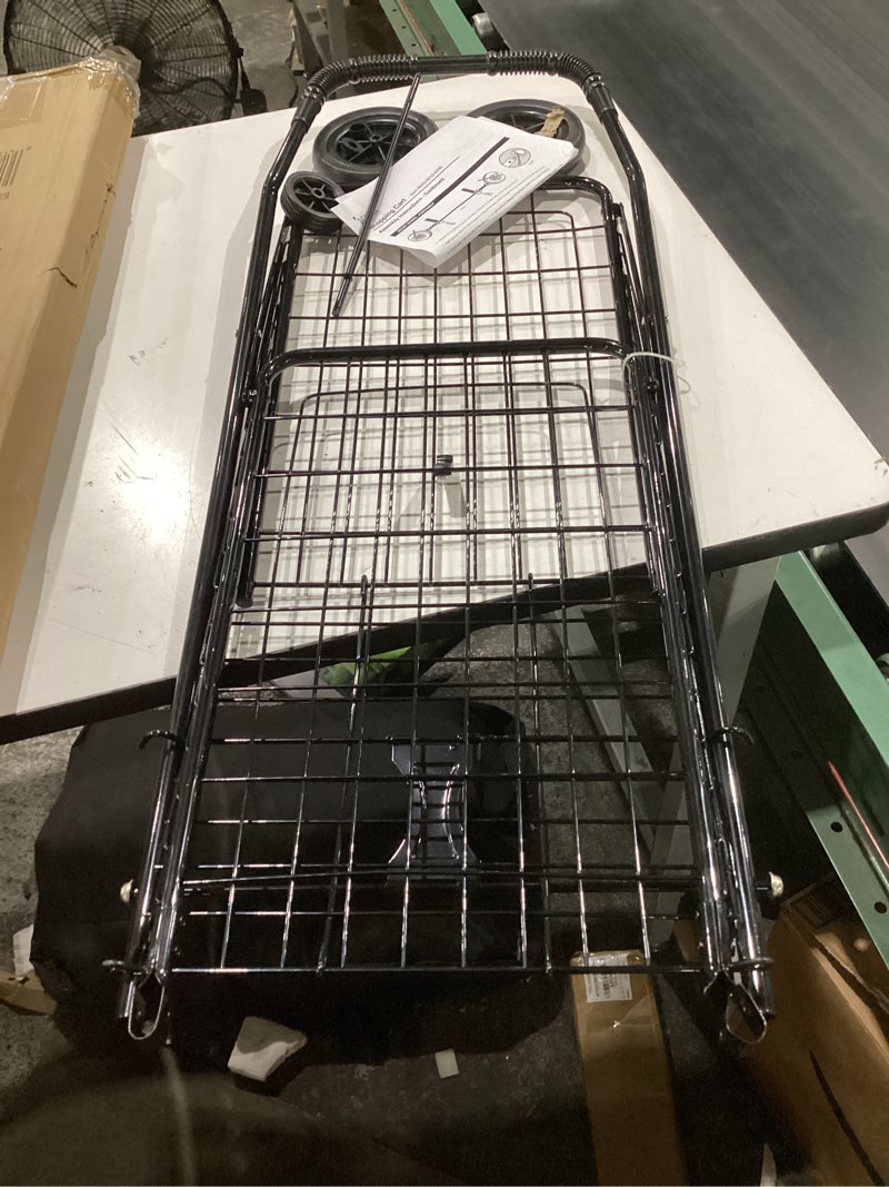Condition photo showing As Is for dmi folding utility cart with wheels  90 lb capacity  lightweight rolling shopping and laundry cart with carrying case