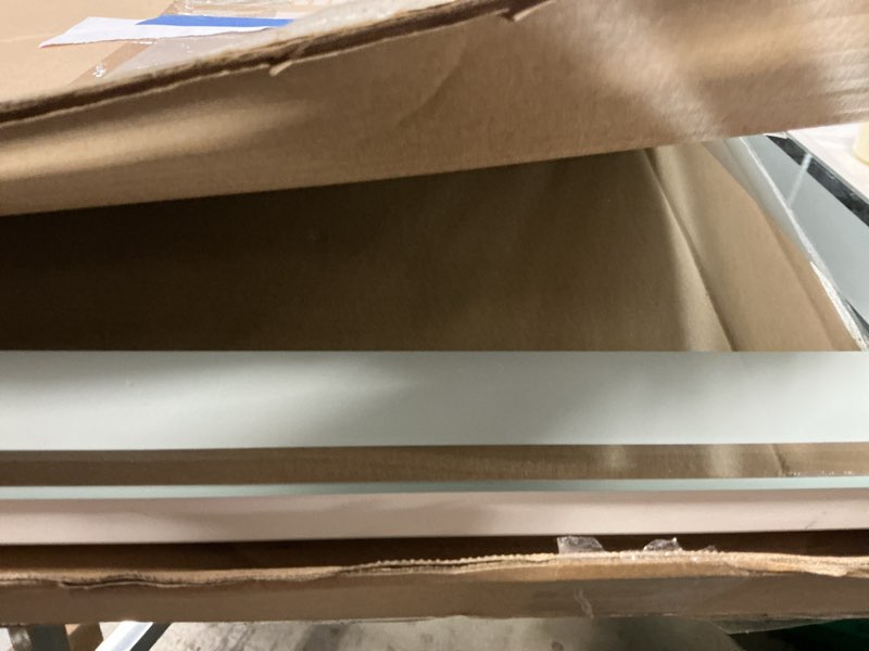 Condition photo showing Good Condition for 32x48'' led bathroom mirror w/light, aluminum frame, dimmable front & backlit, anti-fog, distortion free, light memory, tempered & shatter-proof wall mounted vanity silver coating mirror framed led mirror-black 48"l x 32"w