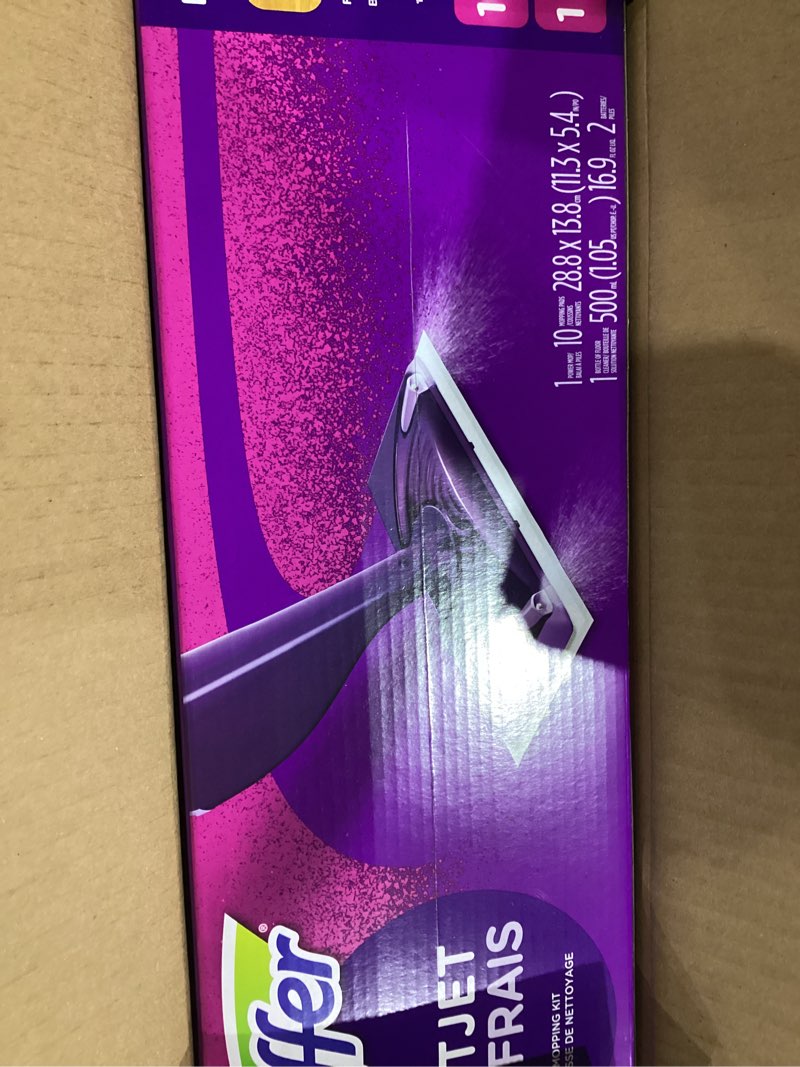 Condition photo showing New/Like New for Swiffer WetJet Hardwood and Floor Spray Mop Cleaner Starter Kit, Includes: 1 Power Mop, 10 Pads, Cleaning Solution, Batteries