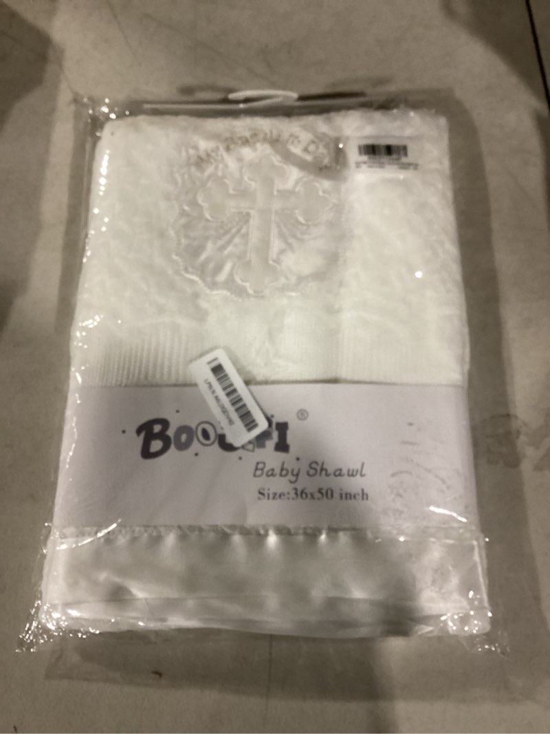 Condition photo showing Good Condition for Booulfi Baby Blankets Neutral Child of God Blanket White Christian Baby Blanket with Satin Trim Cross Embroidery Babies Shawl,Size 36x37 #663-white 36 x 37 inches