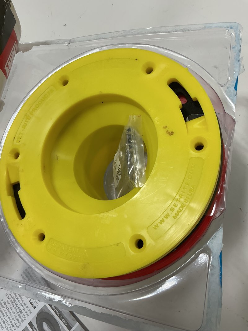 Condition photo showing As Is for oatey set-rite 7.13-in red plastic toilet flange extender kit