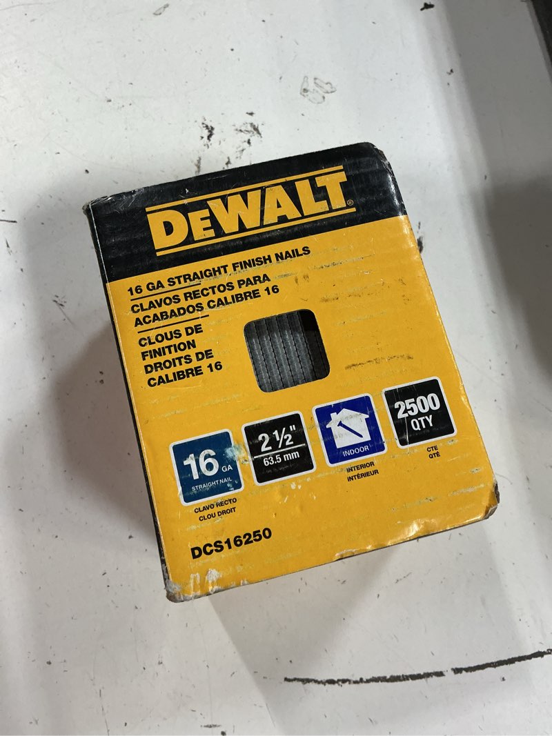 Condition photo showing New/Like New for 2-1/2 in. x 16-gauge plastic collated straight finish nails (2500 per box)