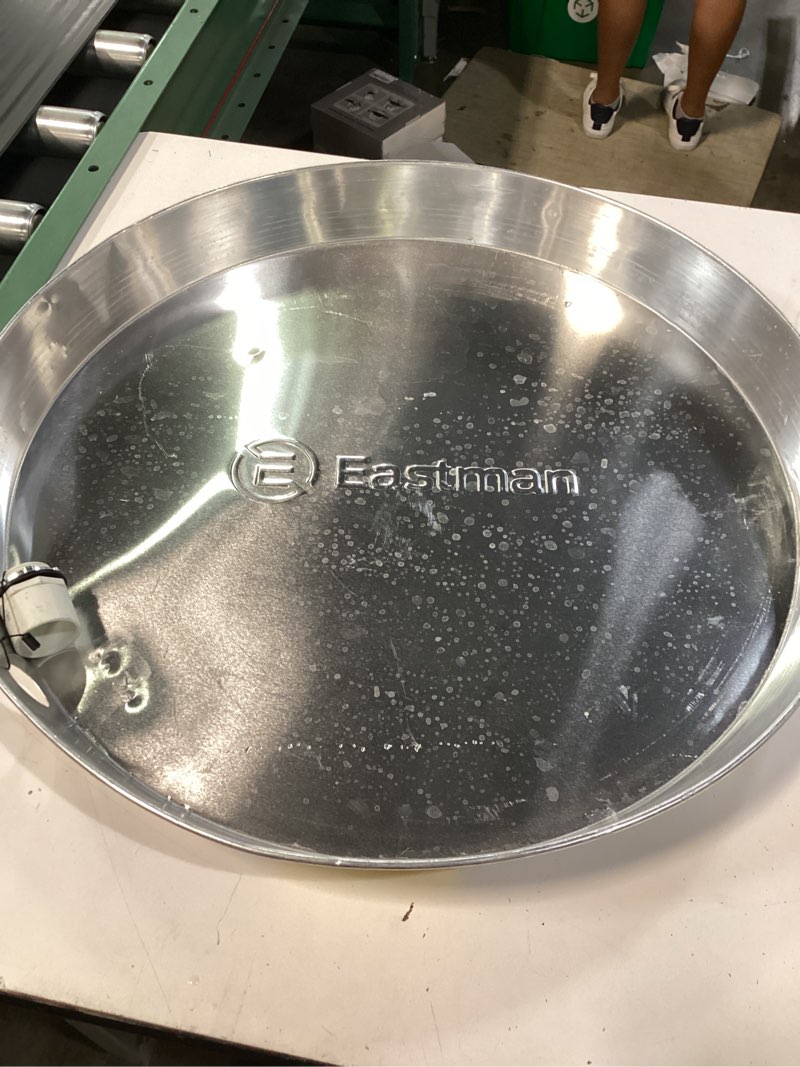 Condition photo showing As Is for eastman 22-in id aluminum water heater drain pan with pvc