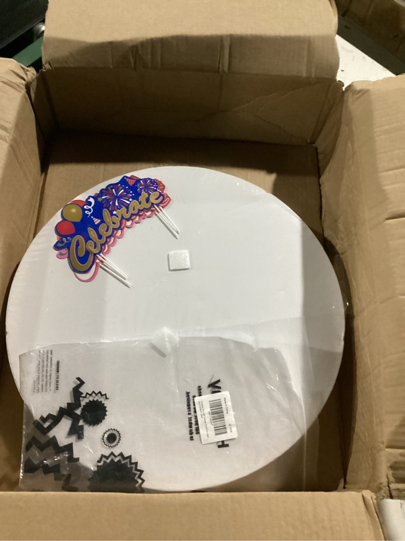 Condition photo showing Good Condition for 16 inch cake drums with banner cake topper-white(3-pack) cake board round 1/2 inch thick cake boards sturdy, greaseproof for birthday wedding multi-tiered party cake boards by goldenbakeryfamily 16 inch 3