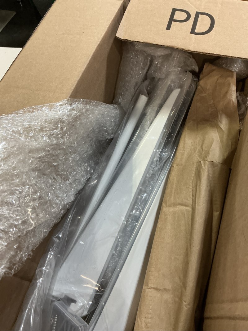 Condition photo showing As Is for 8 pcs white twin rail upright wall shelving system 25 inch with adjustable shelf bracket 11.5 inch heavy duty storage rack metal support system for kitchen closet home indoor white 8