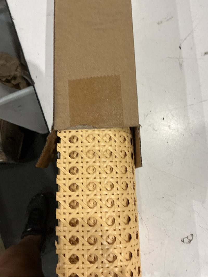 Condition photo showing Good Condition for rattan cane webbing roll 24 inch width x 5 feet length, rattan caning material for chairs and cabinets, woven open mesh wicker repair kit for diy home projects and furniture pe rattan