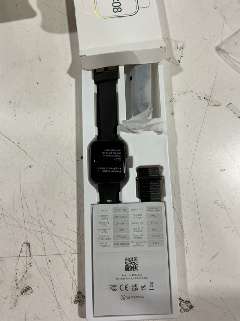 Condition photo showing Good Condition for smart watches for men (android/iphones), 120+ sport modes fitness tracker watch with spo2/heart rate monitor, steps/sleep tracker, 1.85" hd smart watch with bluetooth calls/messages, 3atm waterproof 1.85 black