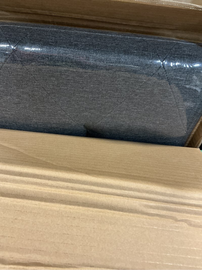 Condition photo showing New/Like New for dumos 43in foldable storage ottoman bench, storage chest, end of bed foot rest stool with padded seat, bedroom bench for living room, support 660lbs, grey