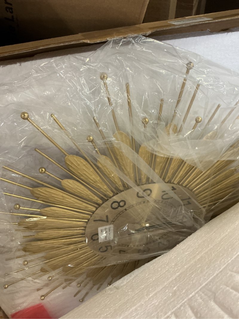 Condition photo showing Good Condition for 27" gold mid century modern wall clock?battery operated decorative decorative metal wall clock for living room/bedroom/office/bathroom wall art&clocks 27inch