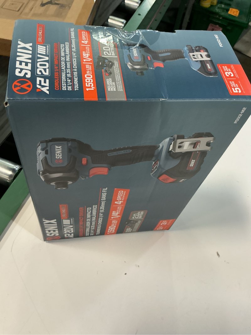 Condition photo showing New/Like New for senix x2 20-volt 1/4-in brushless cordless impact driver (1-battery included, charger included and soft bag included)