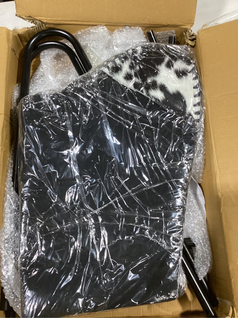 Condition photo showing New/Like New for cuero Handmade Leather Butterfly Chair Living Room - Side Hand Stich Leather Chair Butterfly (Black & White) 36 inch - Black & White