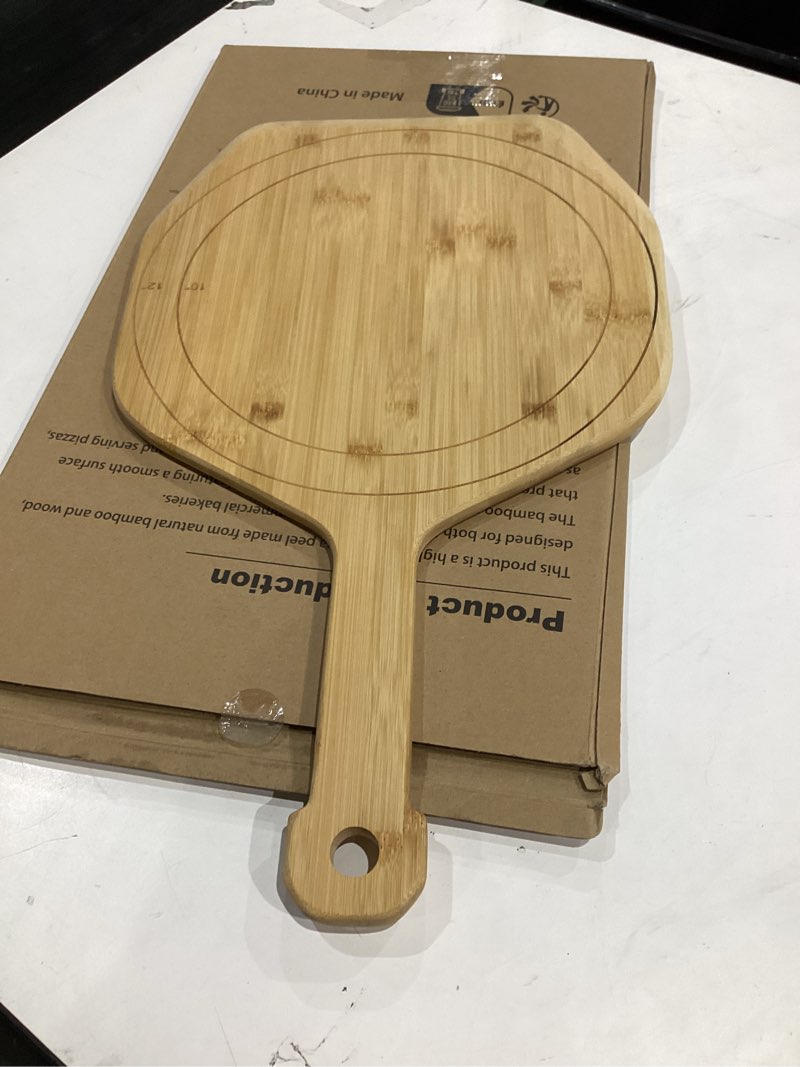 Condition photo showing Good Condition for luvan pizza peel,12in natural bamboo wooden pizza paddle spatula pizza peel board cutting board for oven,baking homemade bread