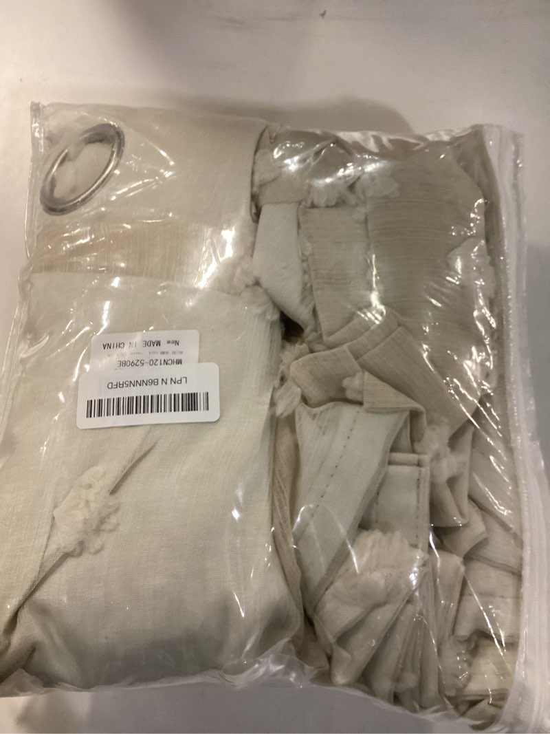 Condition photo showing Good Condition for mysky home 100% blackout curtains for girls bedroom 90 inch long total room darkening curtain for living room 2 panels grommet light blocking sliding door drapes beige pom pom sheer 52" x 90" 52"w x 90"l (pack of 2) beige