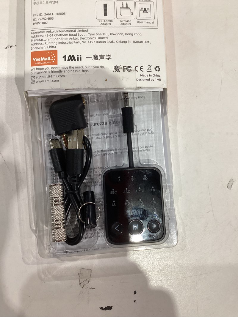 Condition photo showing Good Condition for 1Mii Bluetooth 5.3 Transmitter Receiver, Dual Link for 2 Headphones, aptX Adaptive/HD Low Latency, 3.5mm AUX Jack Wireless Audio Adapter for Airplane/TV/MP3 Players/Car/Home Stereo, 25H Playtime