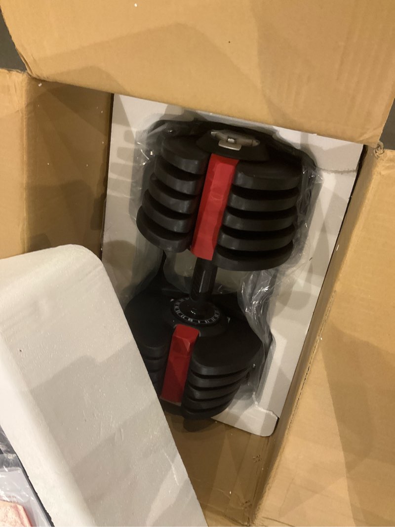 Condition photo showing As Is for Yaheetech Adjustable Dumbbell Set Free Weight Dumbbells 40lbs/52.5lbs/90lbs Fast Adjust Dumbbells Dumbbell Weight Set, with Tray for Men/Women Strength Training Equipment 90LBS-Single