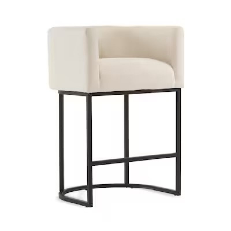LUE BONA Linen Color 27-in H Counter height Upholstered Metal Bar