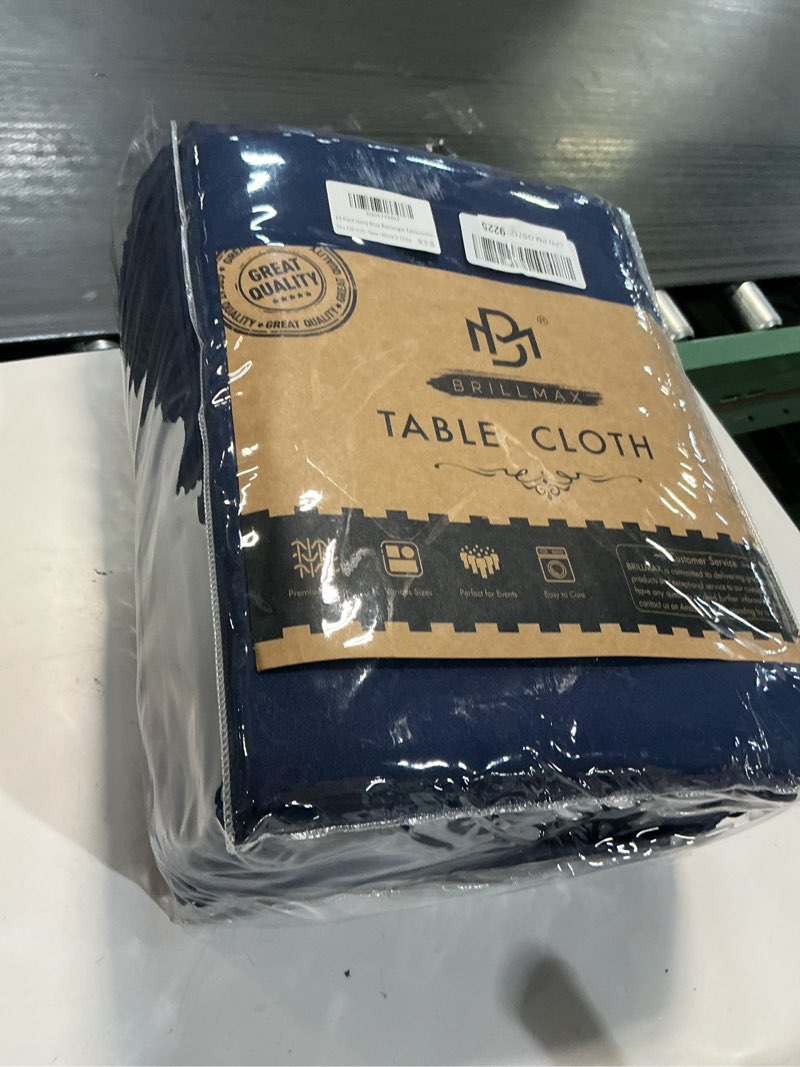 Condition photo showing Good Condition for brillmax 10 pack navy blue tablecloths 70 x 120 inch for 6ft & 8ft rectangle tables - 150 gsm polyester fabric, universal fit, water, stain & wrinkle resistant cloth cover for wedding banquet navy blue 70x120 in, 10 pack