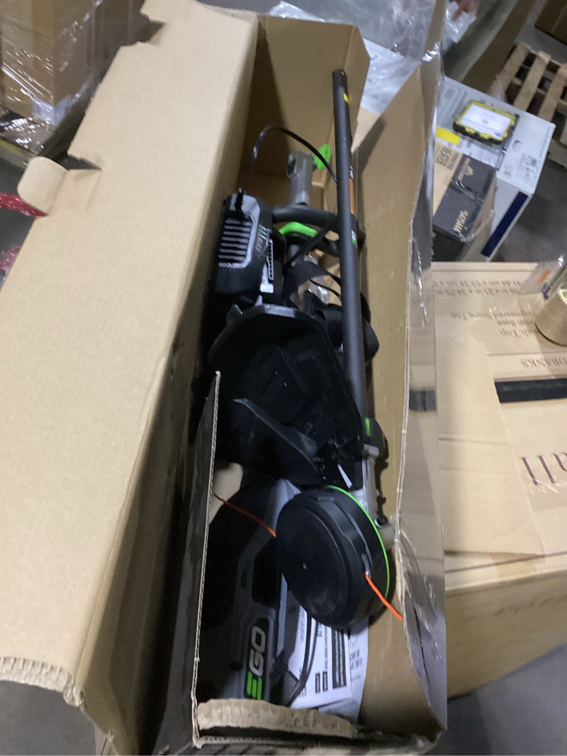 Condition photo showing As Is for ego power+ multi-head system with line iq, powerload 56-volt 17-in straight shaft attachment capable battery string trimmer 5 ah (battery included) (charger included)