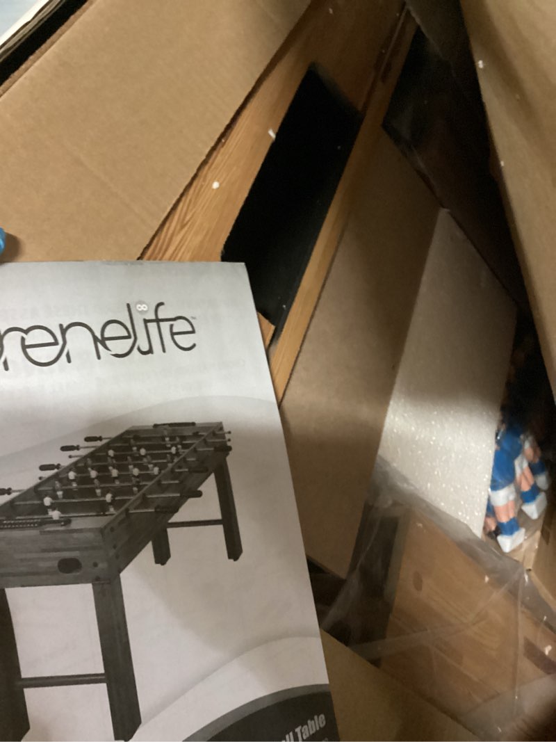 Condition photo showing item condition for SereneLife 48in Competition Sized Foosball Table - Height Adjustable Arcade Soccer Set for Home, Game Room, Man Cave - Includes 2 Balls & 2 Fold-Out Cup Holders, Natural Legacy Natural