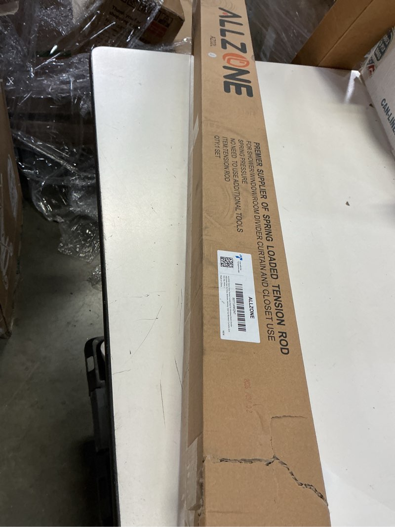 Condition photo showing New/Like New for ALLZONE Tension Curtain Rod for Window, 83-123 Inches, Heavy Duty Curtain Rods No Drilling, Non-Slip Bathroom Shower Tension Rod, Renter Friendly, Adjustable, Spring Loaded, Extra Long, White White 83-123 Inches