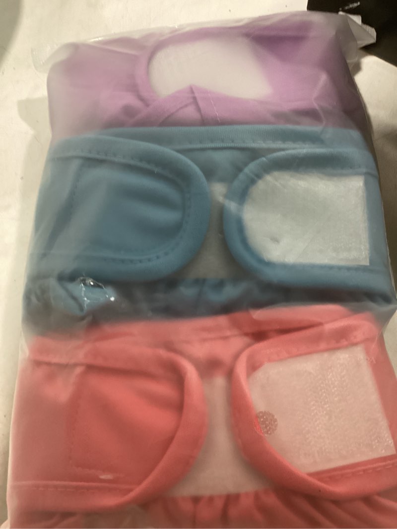 Condition photo showing New/Like New for Reusable Dog Diapers Female 3 Pack Washable Premium Highly Absorbent Doggie Diapers, Flexible Puppy Diapers, Durable Leak-Proof Dog Diapers for Period Heat Incontinence Puppy Training, S Red & Blue & Purple Small