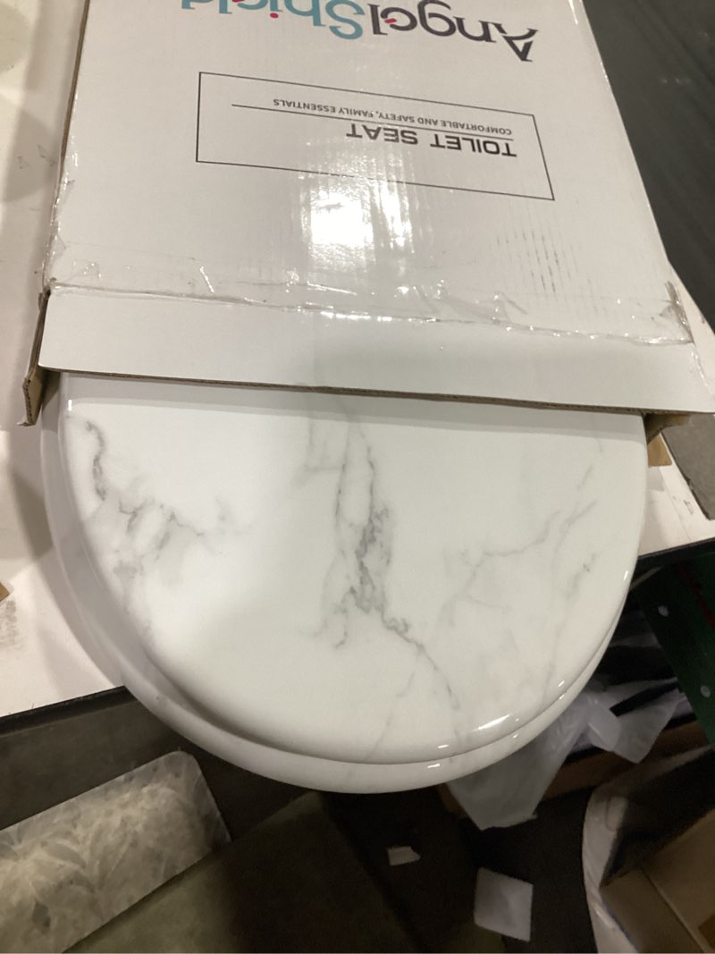 Condition photo showing Good Condition for angel shield marble toilet seat durable molded wood with quiet close,easy clean?quick-release hinges (elongated,white marble) elongated-18.5” white marble-elongated
