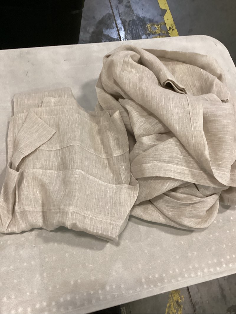 Condition photo showing Good Condition for european linen sheer curtain set, 48x96, flax