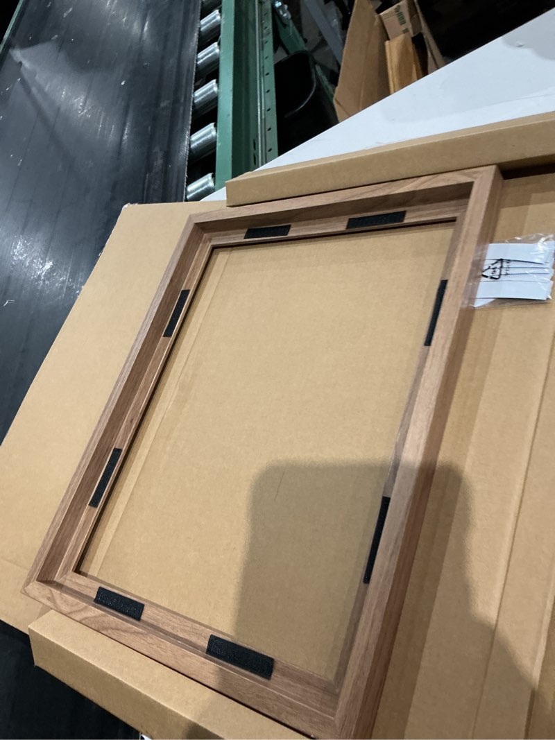 Condition photo showing Good Condition for mcs canvas float frames 16x20 frame, walnut woodgrain for finished canvases, vertical & horizontal wall hanging large with adhesive for canvas paintings (1-pack)